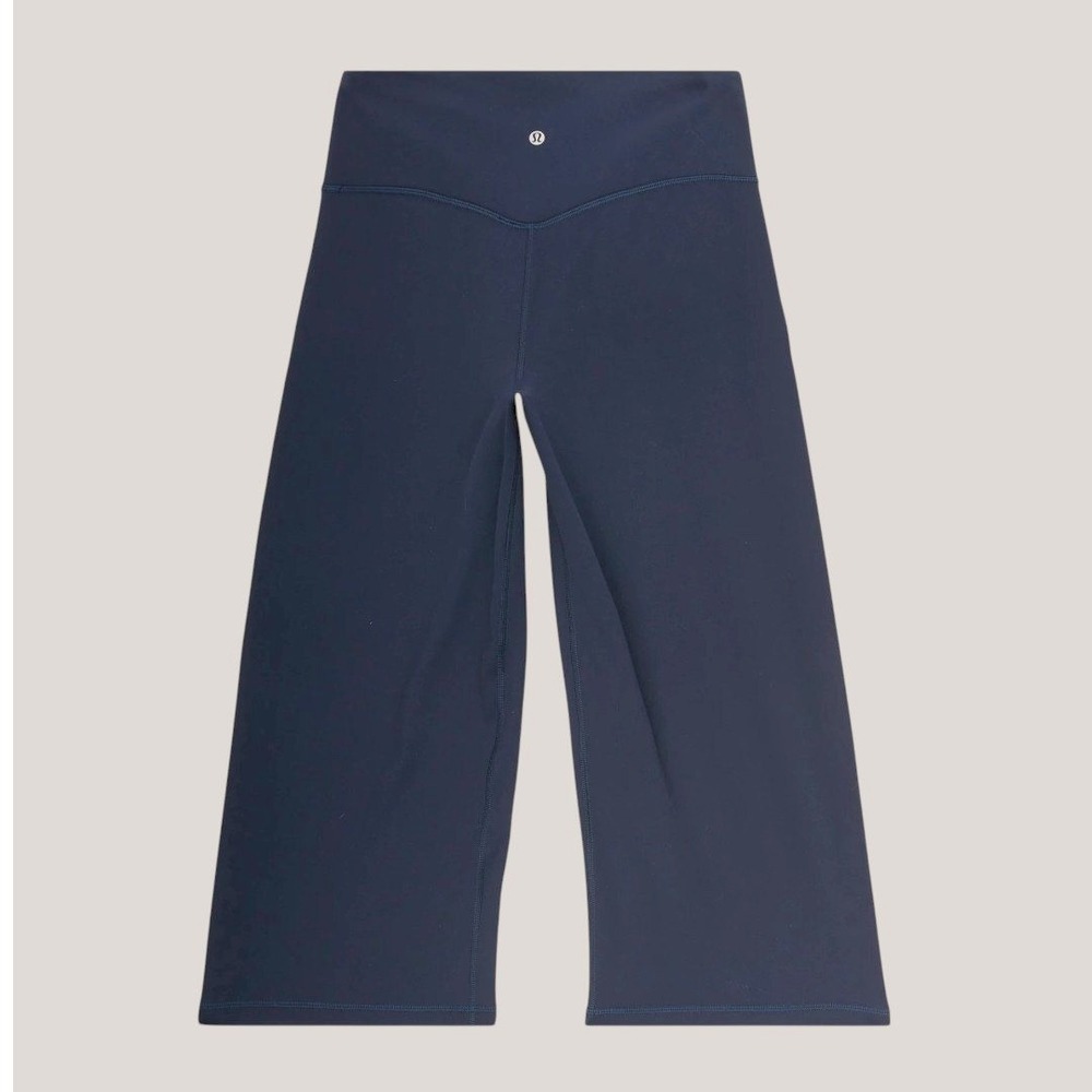 Lululemon Align High-Rise Wide-Leg Crop Navy Blue Yoga Pants Size 8 Nulu Pocket